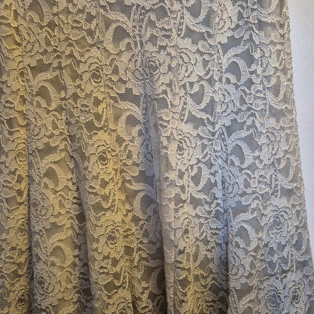 Elegant Lace Womens Dress in Gray, With Lots Of Sparkle, Gray/ Silver. - Picture 5 of 11